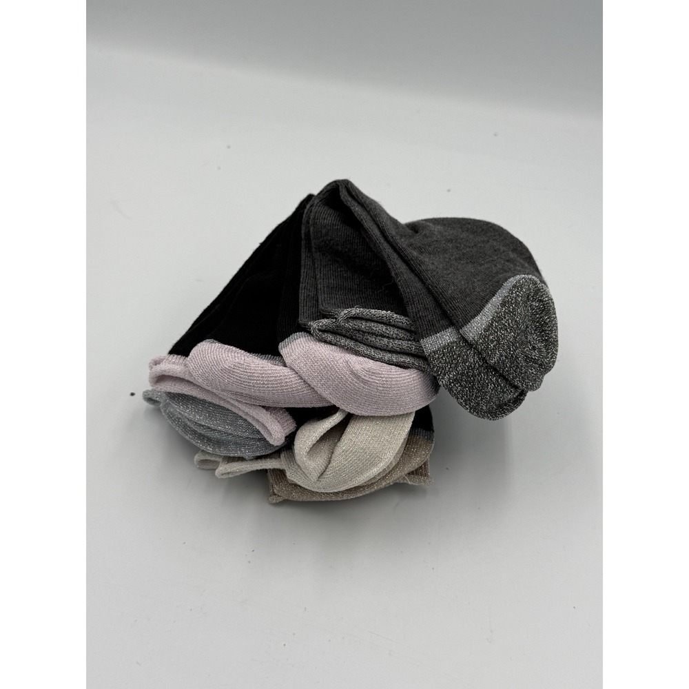Lemon Women's Sparkly Quarter Socks Gray Assortment One Size 5 Pack / Pairs NWT - Picture 4 of 6